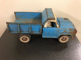 Vintage Collectible 1960s Tonka Pressed Steel Hydraulic Dump Truck Blue 4