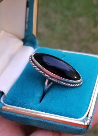 Vintage Mexican Sterling Silver 925 Black Onyx Ring Size 7