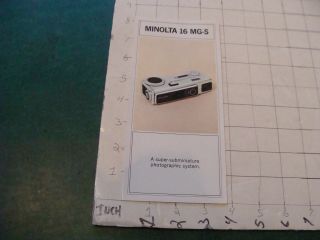 Camera Booklet/brochure: Minolta 16 Mg - S - - 1970