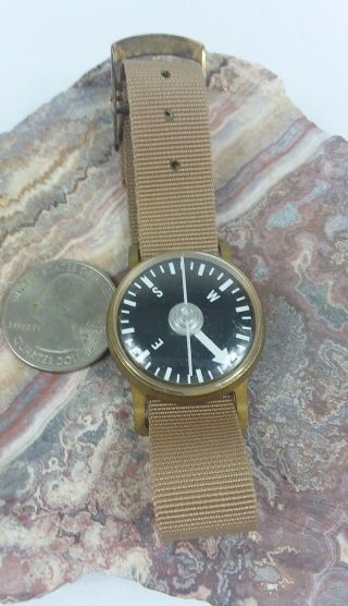 Vintage Hikers Wrist Compass With Metal Body,  Canvas Band