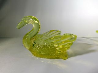 Vintage Mosser Glass Yellow Vaseline Glass Swan Salt Dip Uranium Glass