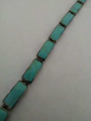 Vintage Sterling Silver,  Sleeping Beauty Turquoise Bracelet,  Hallmarked 925,  7 "