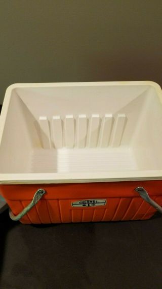 Vintage Coleman Harvest Orange Plastic Cooler w/Aluminum Handles 2