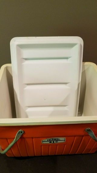 Vintage Coleman Harvest Orange Plastic Cooler w/Aluminum Handles 3