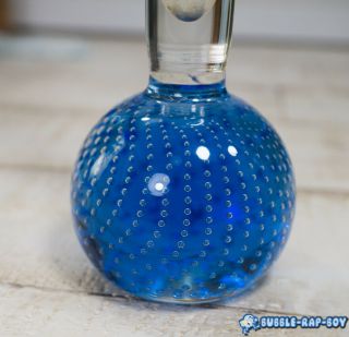 Vintage Blue Controlled Bubble Bud Vase