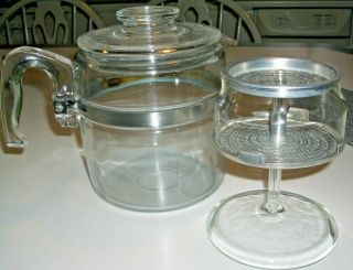 Vintage Pyrex 7756 - B Flameware Glass 6 Cup Coffee Pot Percolator Complete