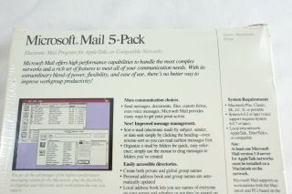 Microsoft Mail 5 Pack Apple Macintosh Ver 3.  0 AppleTalk 1990 Vintage Software 90 7