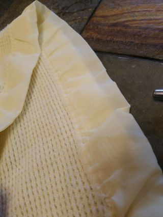 Vintage Baby Waffle Weave Thermal Satin Trim Blanket Yellow Morgan or Gordon 6