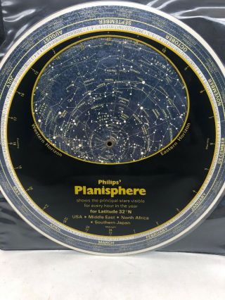 Vintage Philips Planisphere Stars & Constellation Chart Map