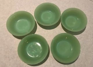Vintage Fire King Jane Ray Jadeite Berry Bowls Set Of 5 All Marked