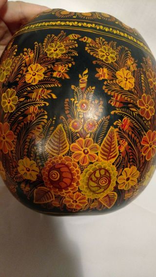 Vintage Hand Painted Wood Egg by Francisco Caronel,  Signed (12),  9 