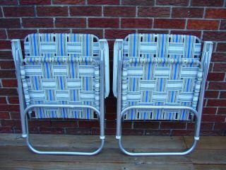 2 - VTG Sunbeam Aluminum Webbed Patio Lawn Chairs Folding Matching 4