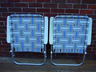 2 - VTG Sunbeam Aluminum Webbed Patio Lawn Chairs Folding Matching 5