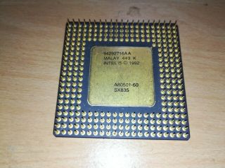 Intel Pentium 60,  A80501 - 60,  SX835,  rare FDIV bug Vintage CPU,  GOLD 3