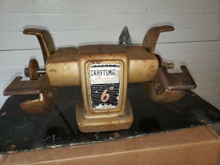Vintage Cast Iron Bench Top Belt Driven Grinder Arbor Craftsman L44