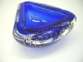 Vintage Murano Glass Blue Bullicante Geode Bowl Poss Archimede Seguso
