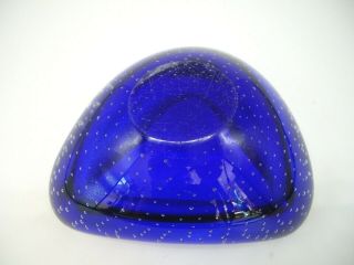 Vintage Murano Glass Blue Bullicante Geode Bowl poss Archimede Seguso 3