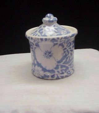 Vintage Wallace China Restaurant Ware Blue Festival Condiment Or Mustard Jar