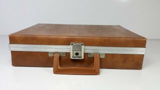 Vintage Brown Vinyl Brief Case Style Audio Cassette Tape Carrying Case Holds 30