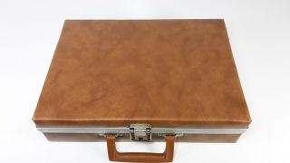 Vintage Brown Vinyl Brief Case Style Audio Cassette Tape Carrying Case Holds 30 5