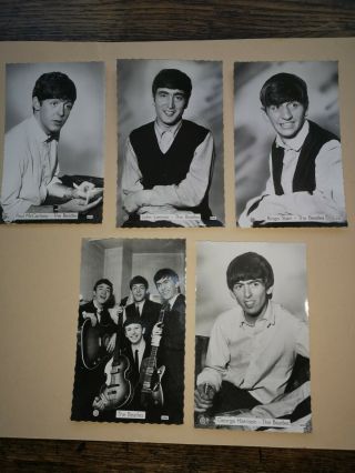 Vintage Beatles Memorabilia Set Of 5 Fan Club Photos.  1964.