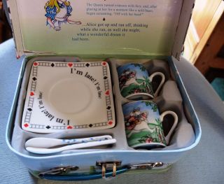 Vintage 2010 Paul Cardew Alice In Wonderland Tea Party Set Of 2 Cup Saucer Spoon