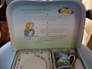 Vintage 2010 Paul Cardew Alice in Wonderland Tea Party Set of 2 Cup Saucer Spoon 4
