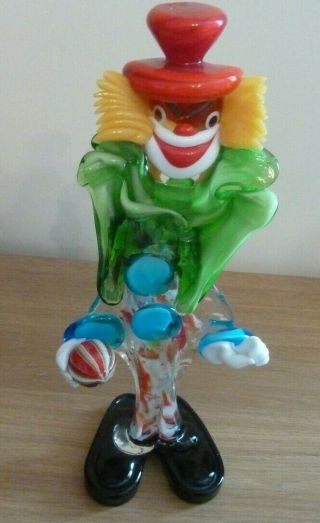 Murano Vintage Colourful Glass Collectable 14inches Tall Clown Figurine