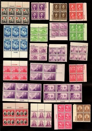 Us Stamps: 75 Diff Vintage Plate Blocks From 1930 