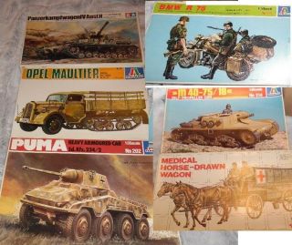 Italeri Ww2 German Vehicle Kits (6) Vintage Plastic Kits