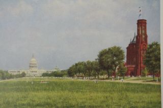 The Mall Old Smithsonian Castle & US Capitol Frank Morgan Vintage 1991 Art Print 2