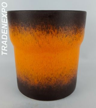 Vintage 1970s Scheurich Keramik Planter Pot Orange West German Pottery Fat Lava