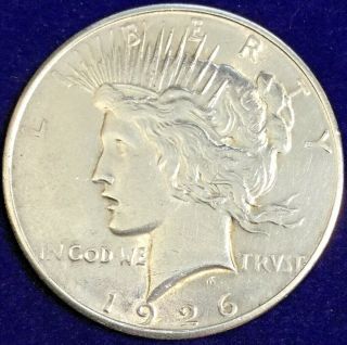 Vintage 1926 D United States Peace Silver Dollar