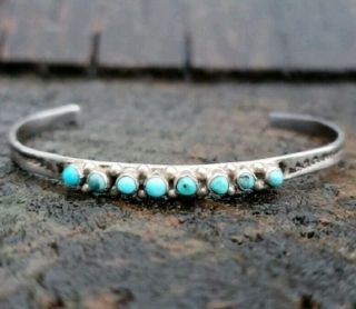 Vintage Native American Sterling Silver Turquoise Child 