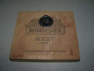 Vintage Ritmeester Rozet Mild Wooden 25 Cigars Box In