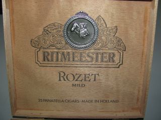 Vintage Ritmeester Rozet Mild Wooden 25 Cigars Box In 3