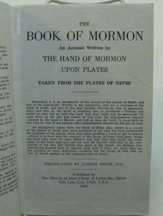 THE BOOK OF MORMON Blue Angel Moroni 1980 Vintage Collectable LDS 4