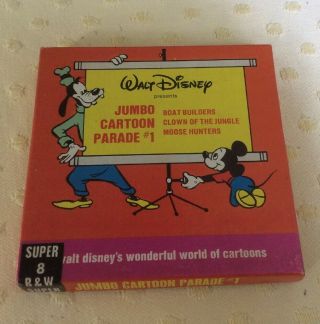 Vintage 8mm B/w Disneys Film Jumbo Cartoon Parade 1 Movie