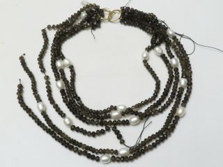 Vintage Faceted Smoky Quartz Multi Strand Beaded Necklace Repair 14k Gold Clasp