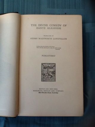 Longfellow - Divine Comedy Inferno,  Purgatorio,  Paradiso 3 volume set 4