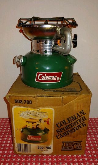 Vintage Coleman 502 - 700 Sportster Camping Stove,  Dated 3 - 84