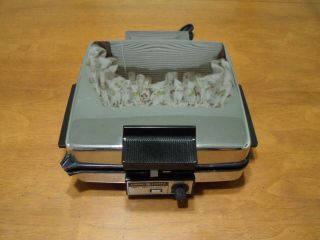 Vintage Chrome Waffle Maker Ge A2g48t Reversible Flat Grill Retro