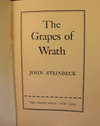 1939 The Grapes of Wrath John Steinbeck First Edition 2nd Printing Pulitzer 8