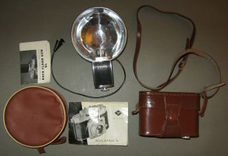 Agfa Karat Iv Vintage Camera W/ Flash Gun Kl And Case,  Manuals (aqfa)