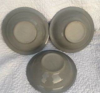 Vintage Harkerware Stone China Off White Speckled/Grey Set of 3 Bowls 6.  5 