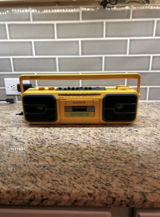 Vintage,  Sony Sport Yellow Boombox Cfs - 950,  Radio Cassette Player Recorder