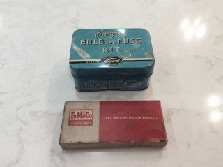 Vintage Ford Fomoco Emergency Bulb And Fuse Kit And No.  57 Bulb Box With 2 Bulbs