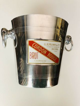 Vintage French Cordon Rouge Champagne Ice Bucket Aluminum Classic Bistro