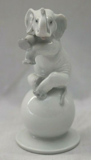 Vintage Rosenthal Porcelain Elephant Figurine On Ball