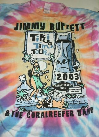 Jimmy Buffet T Shirt Large Tie Dye Vintage 2003 Tour Coral Reefer Band Tiki Time